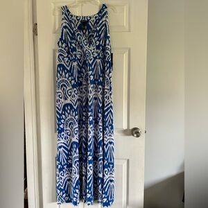 INC International Concepts Blue and White Printed Maxi Dress 1X NWT